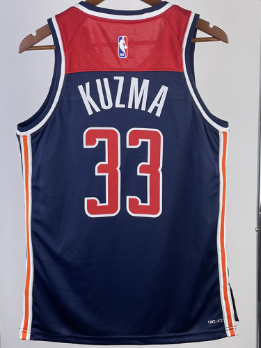22/23 Wizards KUZMA #33 Royal Blue Top Quality Hot Pressing NBA Jersey (Trapeze Edition)