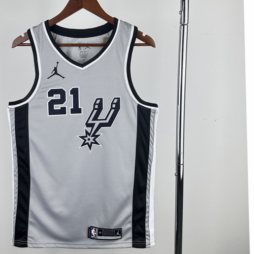 20/21 Sa Spurs DUNCAN #21 Grey Flying Man Edition Top Quality Hot Pressing NBA Jersey（飞人）