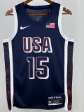 2024 Olympic Game USA  BOOKER #15 Blue Basketball Jersey