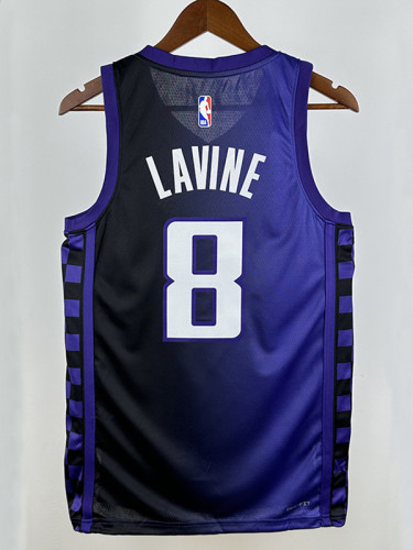 23/24 KINGS LAVINT # 8  Blue Flying Man  Top Quality Hot Pressing  Retro NBA Jersey
