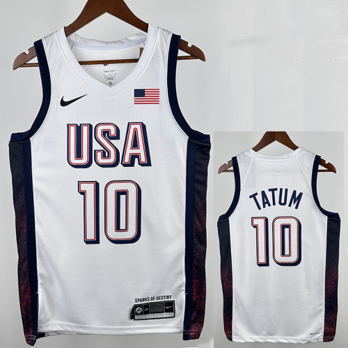 2024 Olympic Game USA TATUM # 10 White Basketball Jersey