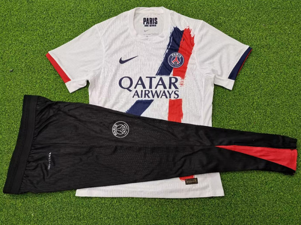 24/25 PSG Away Player Version Suit Soccer Jersey(Black Pants)黑裤