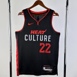 23/24 HEAT BUTLER #22 Black City Edition Top Quality Hot Pressing NBA Jersey (V领）