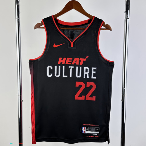 23/24 HEAT BUTLER #22 Black City Edition Top Quality Hot Pressing NBA Jersey (V领）