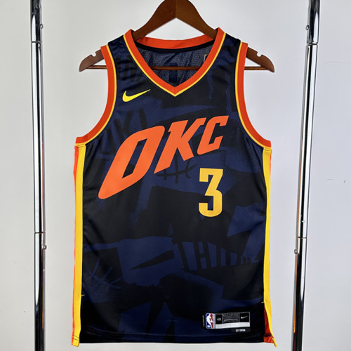 23/24 OKC Thunder GIDDEY #3 Dark Blue City Edition Top Quality Hot Pressing NBA Jersey