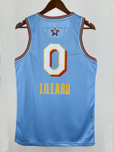 24/25 ALL-STAR LILLARD # 0 Light  Blue Top Quality Hot Pressing NBA Jersey