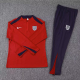 24/25 England bordeaux Half Pull Tracksuit  (半拉链)