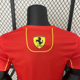 2024 F1 Formula One Ferrari #16 Red Racing Suit (圆领、16号、左肩带DX广告)