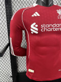 25/26  LIV Home  Long Sleeve   Player Version Soccer Jersey