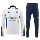 24/25 RMA White Player Version Half Pull Tracksuit  (球员版白、半拉链)