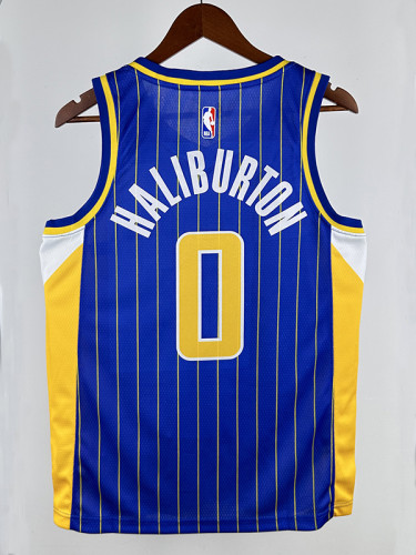19/20 Indiana Pacers HALIBURTON #0 Blue Zhiwen City Edition Top Quality Hot Pressing NBA Jersey 城市版