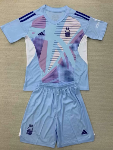 24/25 Nottingham Forest Lake Blue Goalkeeper Kids Soccer Jersey