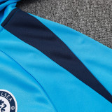 24/25 Man City SKY Blue Hooded  Half Pull Tracksuit(Add Fluff)  (半拉链、加绒F606)