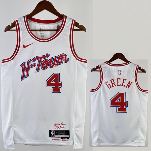 23/24 ROCKETS GREEN #4 White City Edition Home Top Quality Hot Pressing NBA Jersey