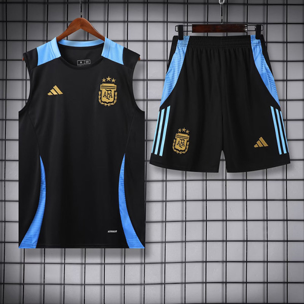 24/25 Argentina Black Tank top and shorts suit(黑色蓝肩）