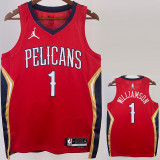 22/23 Pelicans WILLIAMSON #1 Red Top Quality Hot Pressing NBA Jersey (Trapeze Edition) 飞人版