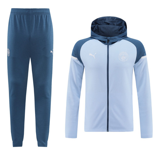 24/25 Man City Blue Grey Hoodie  Jacket Tracksuit#01
