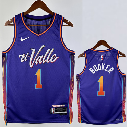 23/24 SUNS BOOKER #1 Purple City Edition Top Quality Hot Pressing NBA Jersey