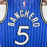 18/19 Magic BANCAIRO #5 Retro Striped Blue Top Quality Hot Pressing NBA Jersey 复古 条纹蓝色
