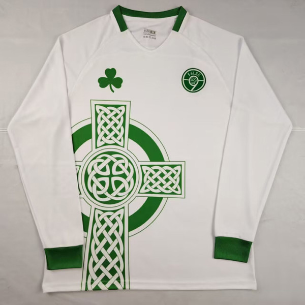 Ireland White  Long Sleeve Retro Soccer Jersey