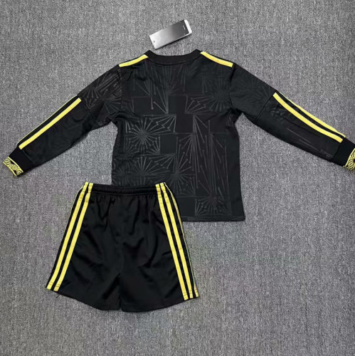 25/26  Mexico Black Gold Cup Long Sleeve  Kids Soccer Jersey