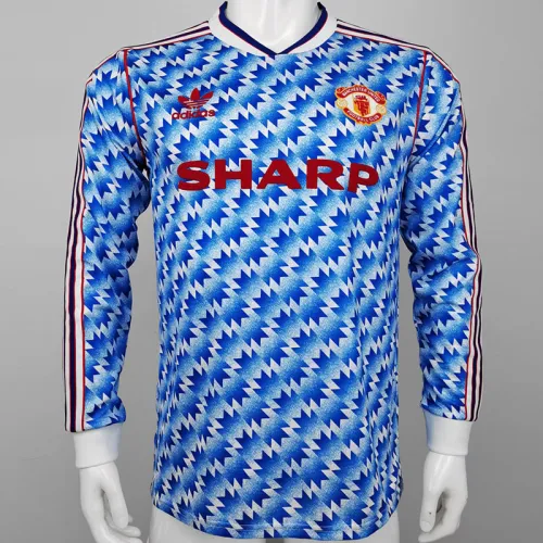 1991/1992 Man Utd Away Long Sleeve Retro Soccer Jersey 长袖