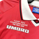 1999/2000 Man Utd Home Long Sleeve Retro Soccer Jersey (长袖)(决赛版)