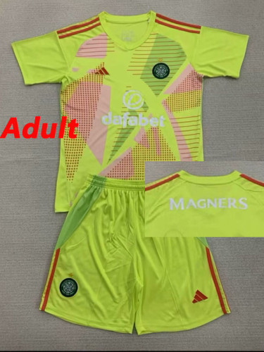 24/25  Celtic Light Green Goalkeeper Suit Fans  Soccer Jersey（成人）
