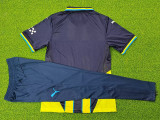 24/25 Man City Away Player Version Soccer Jersey(Royal Blue Long pants)