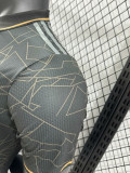 24/25  Algeria Black Grey Check  Player Version Soccer Jersey（胸前黄广告）(翻领）
