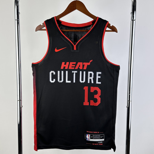 23/24 HEAT ADEBAYO #13 Black City Edition Top Quality Hot Pressing NBA Jersey (V领）
