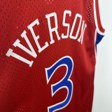 96/97 76ERS IVERSON  # 3 Red Newcomer Top Quality Hot Pressing Retro NBA Jersey