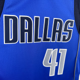 Dallas Nowitzki # 41 Blue away Top Quality Hot Pressing NBA Jersey(V领)