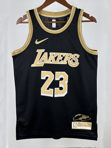 23/24 LAKERS JAMES # 23 Black Honor EditionTop Quality Hot Pressing NBA Jersey(荣耀版黑、圆领)