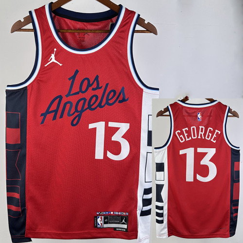 24/25 Clippers GEORGE #13 Red Top Quality Hot Pressing NBA Jersey (Trapeze Edition) 飞人版