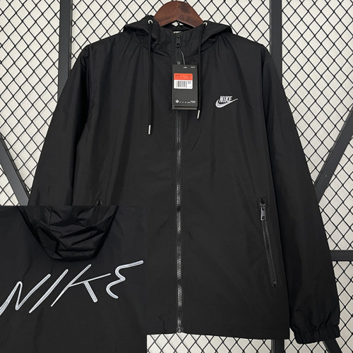 2024 New NK Black Windbreaker(后背带字、连帽）