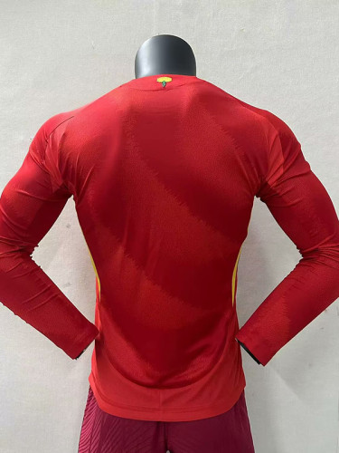 2024 Spain Home  Long Sleeve Player Version Soccer Jersey(长袖)