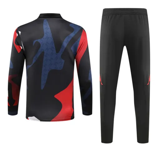 24/25 Man Utd Red Blue Black Puzzle Half Pull Tracksuit  (半拉链)