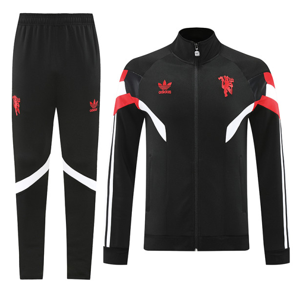 24/25  Man Utd  Black Jacket Tracksuit #06(袖带红白边）