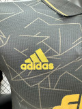 24/25  Algeria Black Grey Check  Player Version Soccer Jersey（胸前黄广告）(翻领）