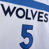 22/23 Timberwolves EDWAROS #5 White Top Quality Hot Pressing NBA Jersey