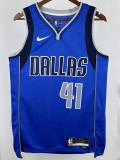 Dallas Nowitzki # 41 Blue away Top Quality Hot Pressing NBA Jersey(V领)