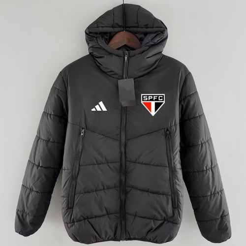 24/25 Sao Paulo FC Black Hooded Cotton Coat连帽棉衣