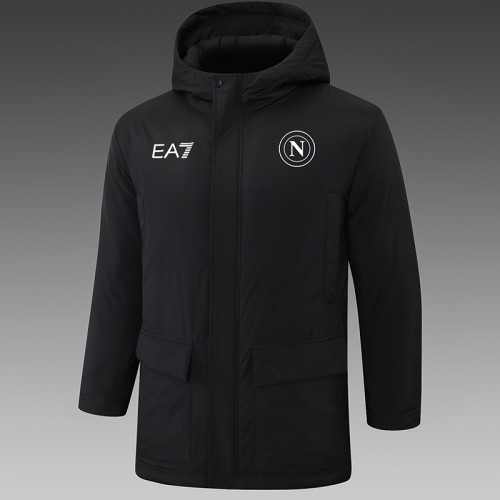 24/25  Napoli Black Hooded Cotton Coat