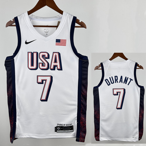 2024 Olympic Game USA DURANT # 7 White Basketball Jersey
