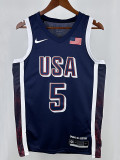 2024 Olympic Game USA EDWARDS # 5 Blue Basketball Jersey