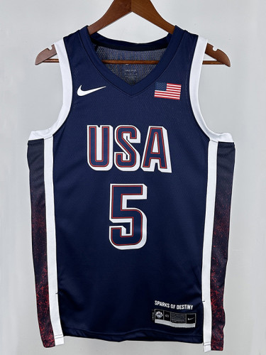 2024 Olympic Game USA EDWARDS # 5 Blue Basketball Jersey