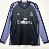 2016/2017 RMA Away Black Long Sleeve Retro Soccer Jersey (长袖)