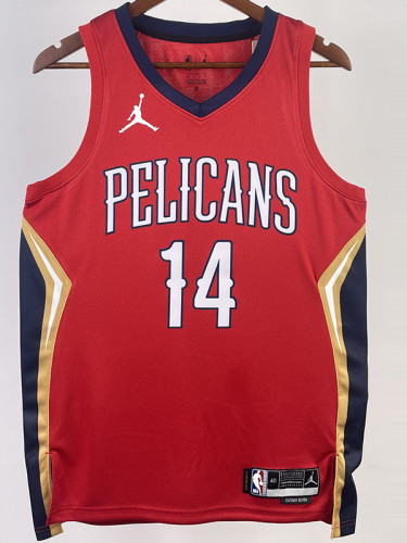 22/23 Pelicans INGRAM #14 Red Top Quality Hot Pressing NBA Jersey (Trapeze Edition) 飞人版