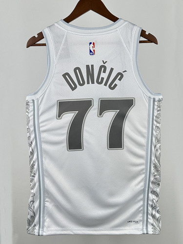 24/25 Dallas Mavericks DONCIC # 77 White City Edition  Top Quality Hot Pressing Retro NBA Jersey